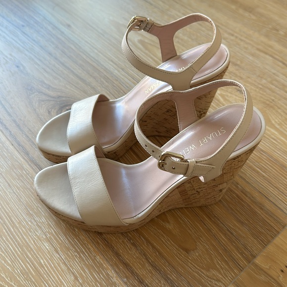 NWOT Stuart Weitzman Nude Wedges - Picture 2 of 3